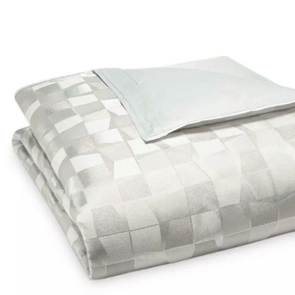 Hudson Park Facets Silver KING Duvet Cover